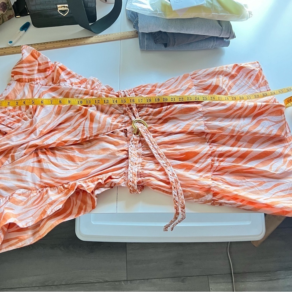 Derek Lam Collective Zebra Cutout Mini Dress in Orange Size 46 - Picture 11 of 12